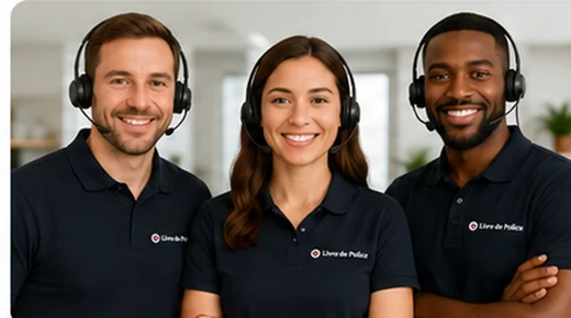 Trois membres de l’équipe d’assistance, casque-micro sur les oreilles
