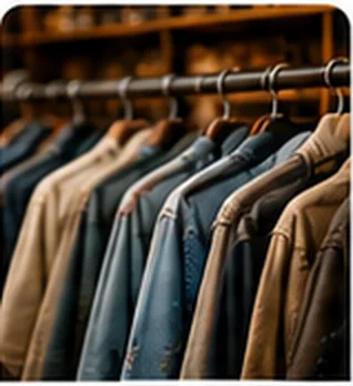 Portant de vêtements vintage dans une friperie