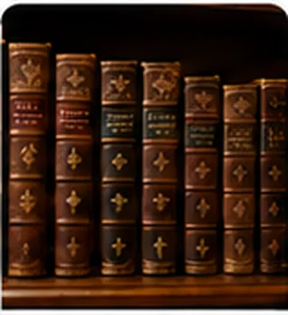 Livres anciens reliés cuir sur une étagère de librairie