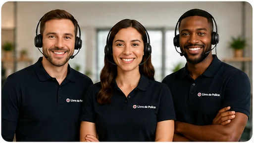 Trois membres de l’équipe d’assistance, casque-micro sur les oreilles