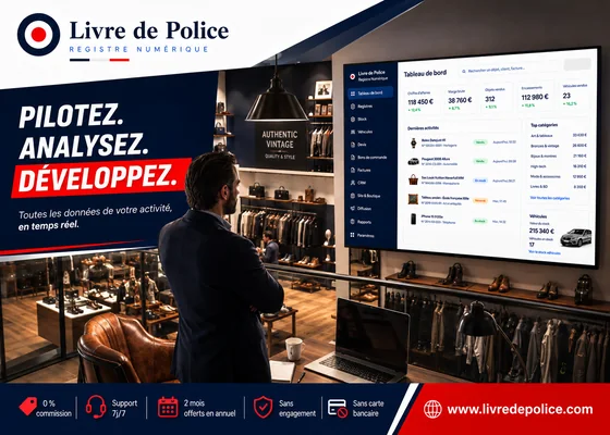 Le tableau de bord Livre de Police utilisé pour piloter une activité
