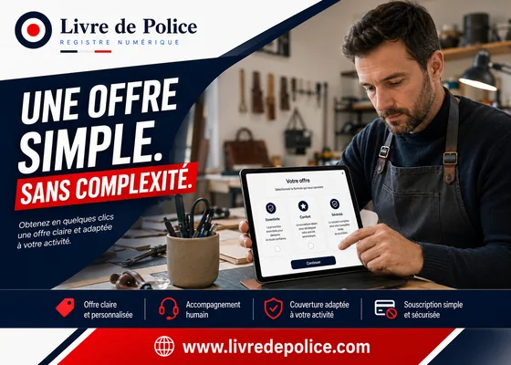 Un professionnel consulte l’offre Livre de Police sur tablette