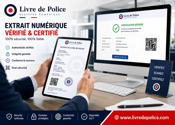 Un extrait numérique du registre est vérifié par QR code